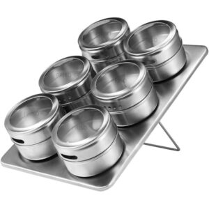 Stainless Steel Spice Rack Tower 6 Jars