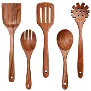 Natural Teak Wood Kitchen Tool Set 5pc