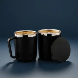 Steel Double-Wall Insulated Coffee Mug 300ml x2