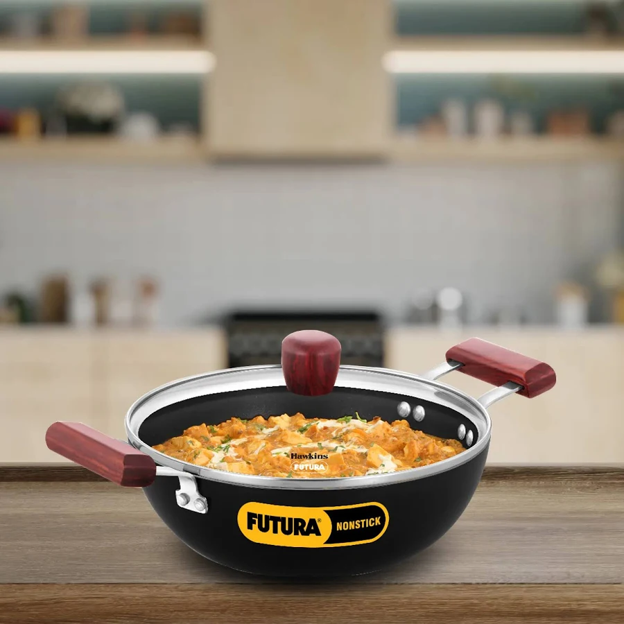 Hawkins Non-Stick Kadai 22cm with Glass Lid