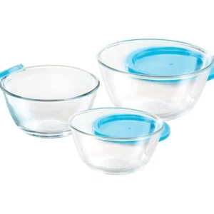 Borosil Prime Glass Bowl Set 3pc with Lids